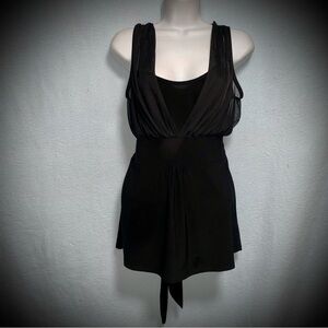 Women’s Size M White House Black Market Black Sleeveless Draped Top Tie Back
